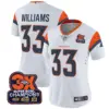 Womens Denver Broncos 3 Time Champions Patch Vapor Limited Jersey Javonte Williams Jersey White