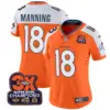 Womens Denver Broncos 3 Time Champions Patch Vapor Limited Jersey Peyton Manning Jersey Orange Alternate