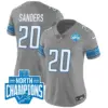 Womens Detroit Lions 2023 NFC North Division Champions Patch Vapor Jersey Barry Sanders Jersey Gray