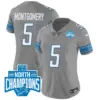 Womens Detroit Lions 2023 NFC North Division Champions Patch Vapor Jersey David Montgomery Jersey Gray