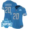 Womens Detroit Lions 2023 NFC North Division Champions Patch Vapor Jersey Barry Sanders Jersey Blue