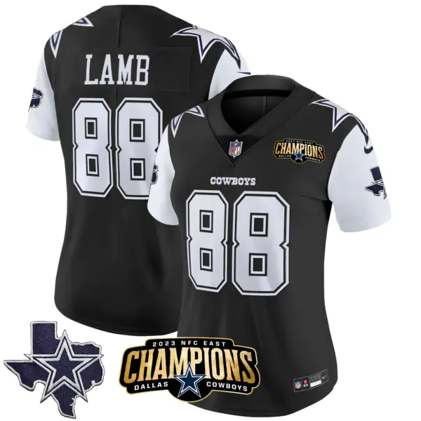 Womens Dallas Cowboys 2023 NFC East Champions Patch Vapor Jersey Ceedee Lamb Jersey Alternate Navy