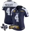Womens Dallas Cowboys 2023 NFC East Champions Patch Vapor Jersey Dak Prescott Jersey Alternate Navy