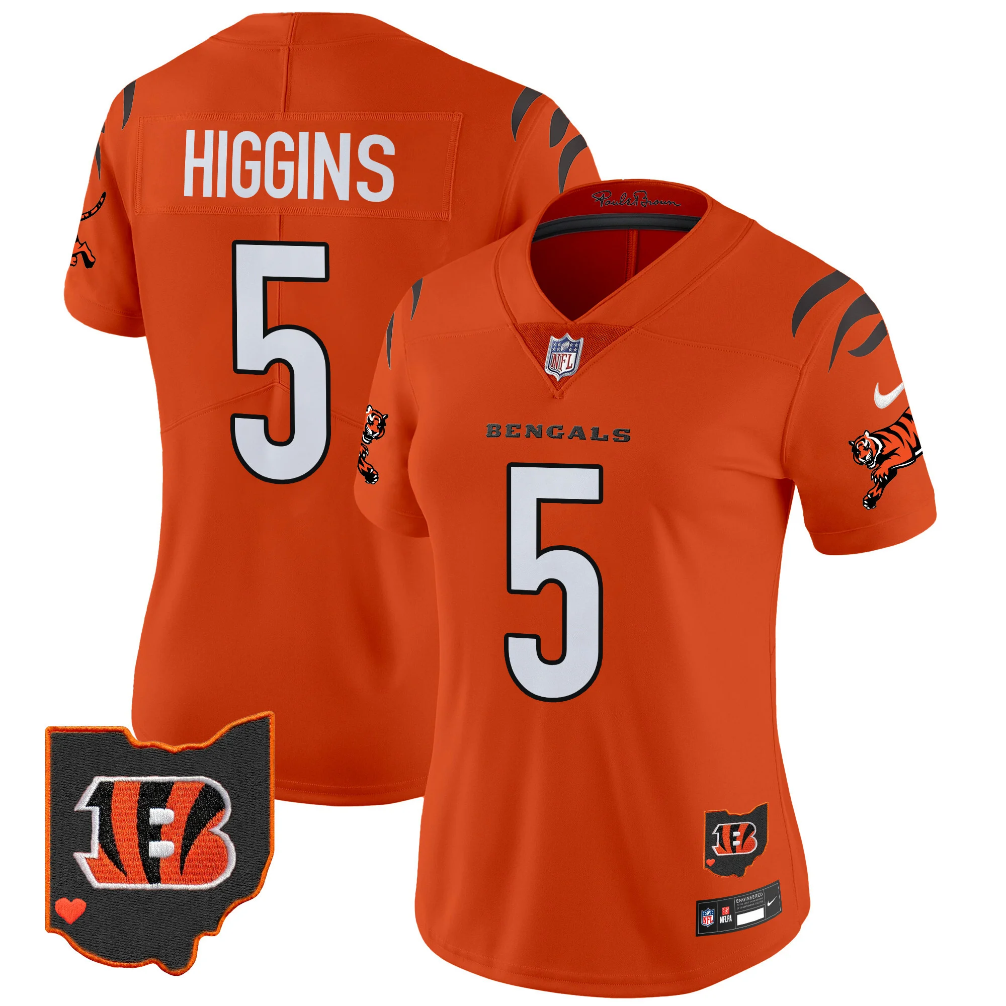 Womens Cincinnati Bengals 2024 Vapor Limited Jersey Tee Higgins Jersey Orange