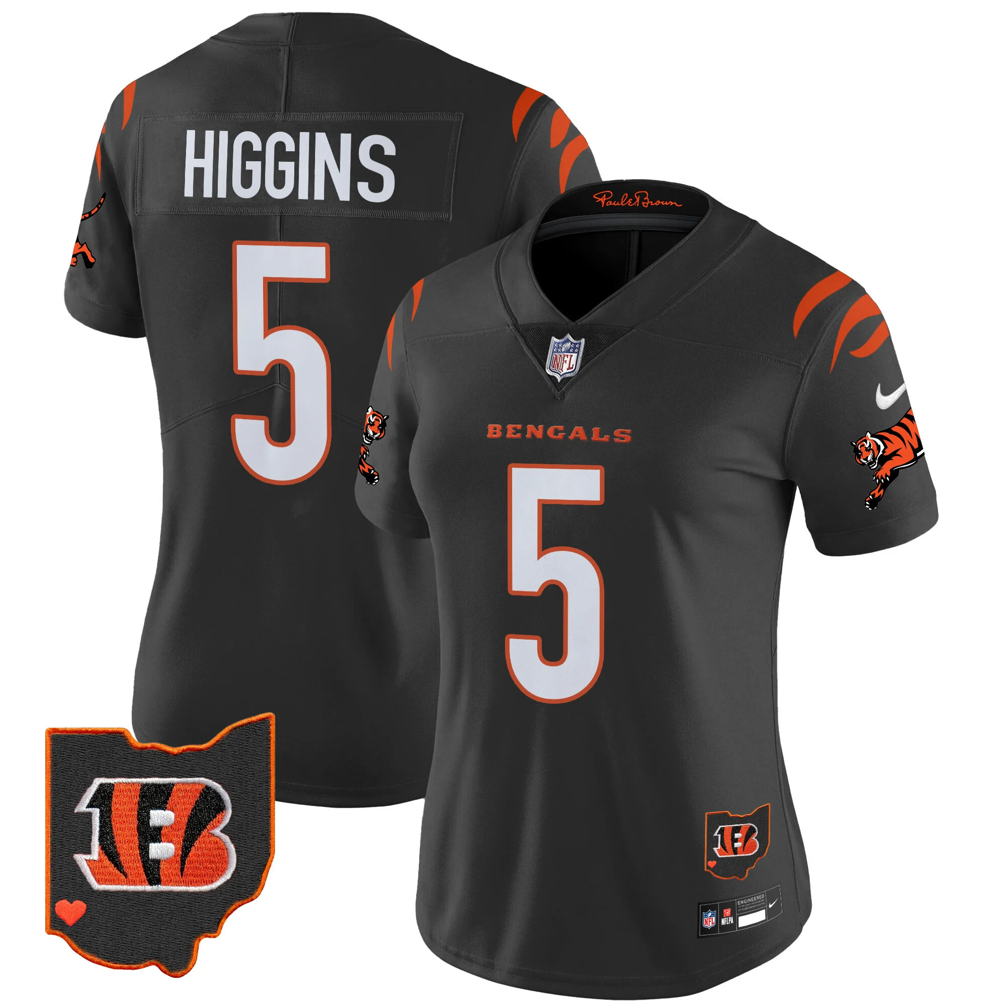 Womens Cincinnati Bengals 2024 Vapor Limited Jersey Tee Higgins Jersey Black