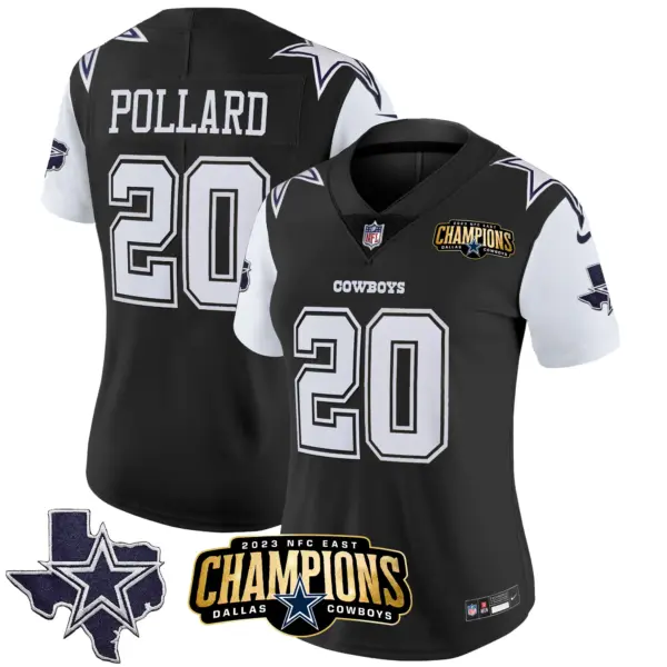 Womens Dallas Cowboys 2023 NFC East Champions Patch Vapor Jersey Tony Pollard Jersey Black
