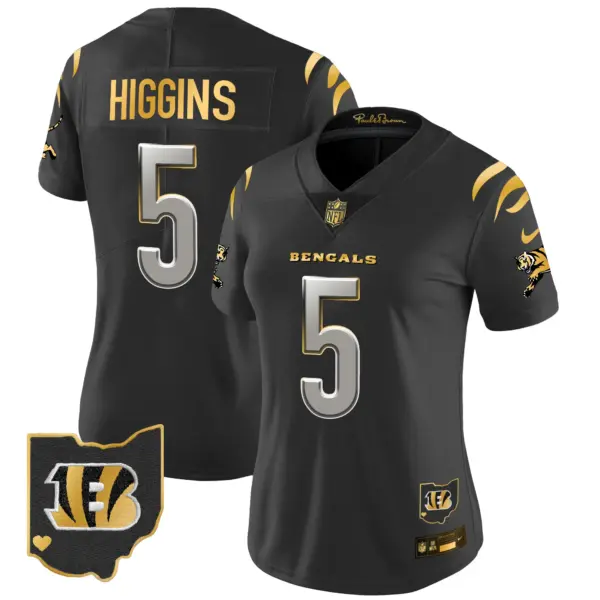 Womens Cincinnati Bengals 2024 Gold Vapor Limited Jersey Tee Higgins Jersey Black Limited