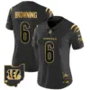 Womens Cincinnati Bengals 2024 Gold Vapor Limited Jersey Jake Browning Jersey Black Gold