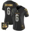 Womens Cincinnati Bengals 2024 Gold Vapor Limited Jersey Jake Browning Jersey Black Limited