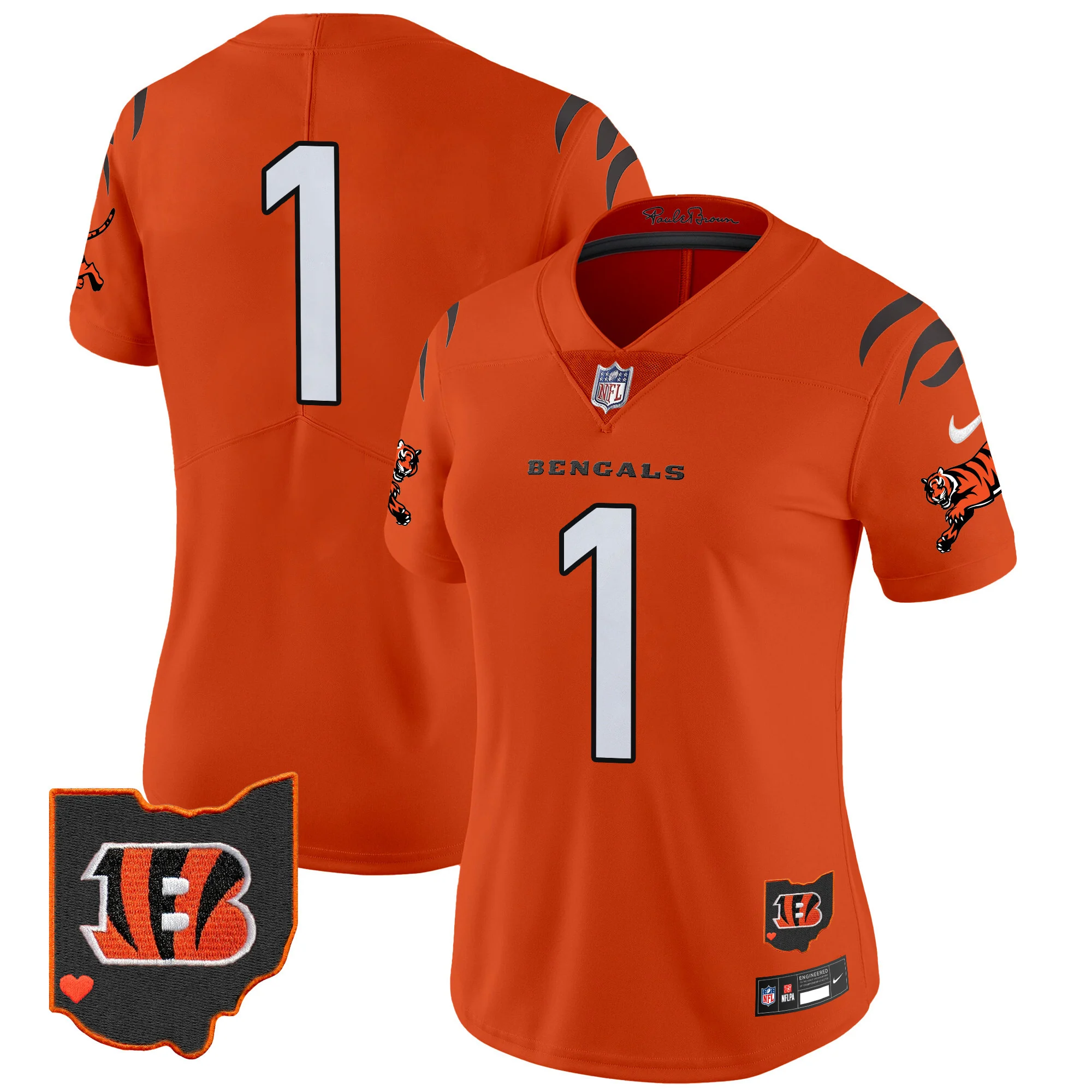 Womens Cincinnati Bengals 2024 Vapor Limited Jersey #1 Team Jersey Orange