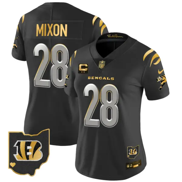 Womens Cincinnati Bengals 2024 Gold Vapor Limited Jersey Joe Mixon Jersey Black Limited