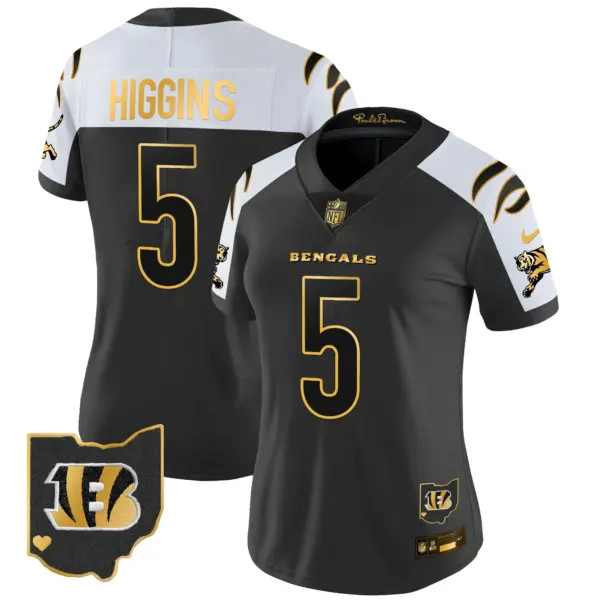 Womens Cincinnati Bengals 2024 Gold Vapor Limited Jersey Tee Higgins Jersey Alternate