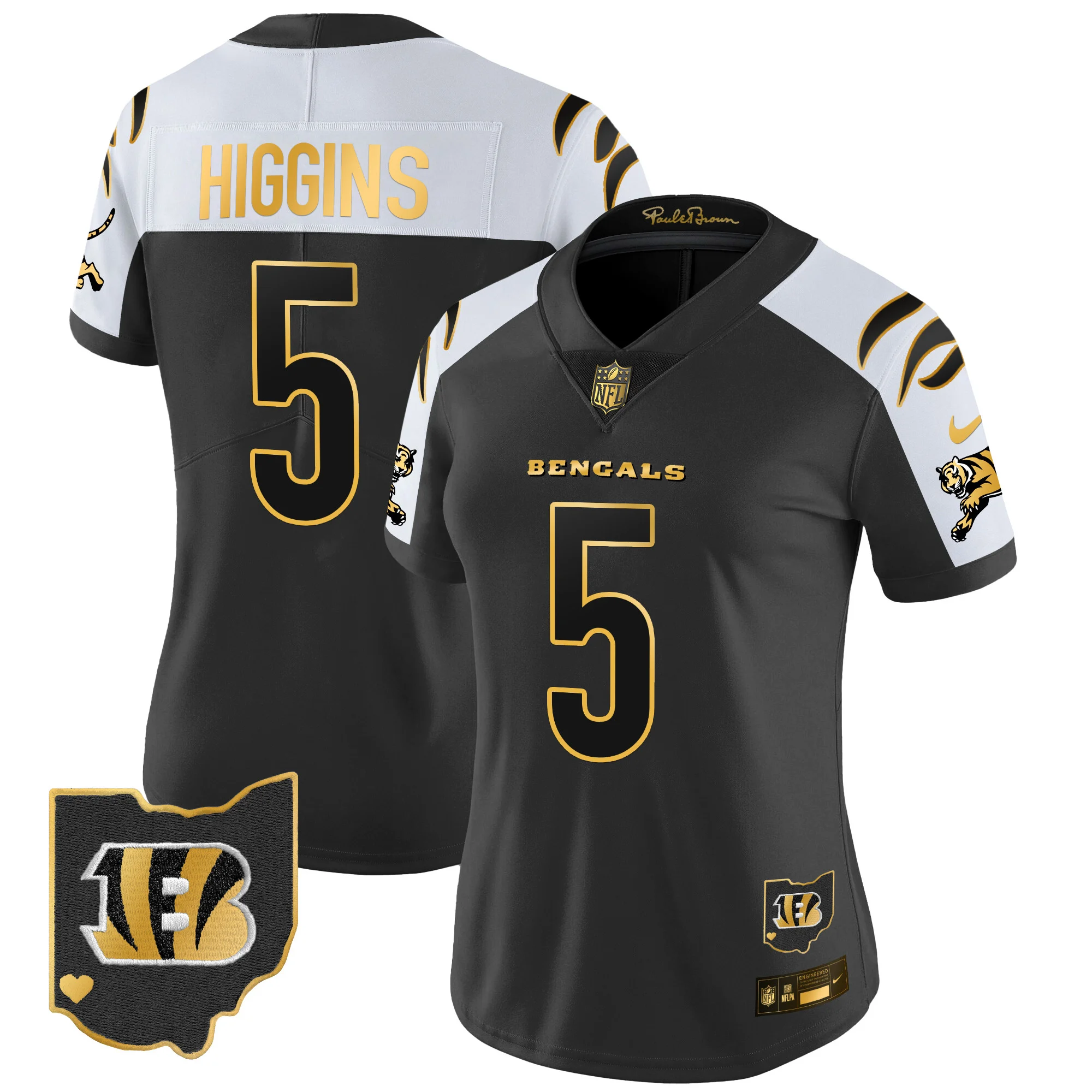 Womens Cincinnati Bengals 2024 Gold Vapor Limited Jersey Tee Higgins Jersey Alternate