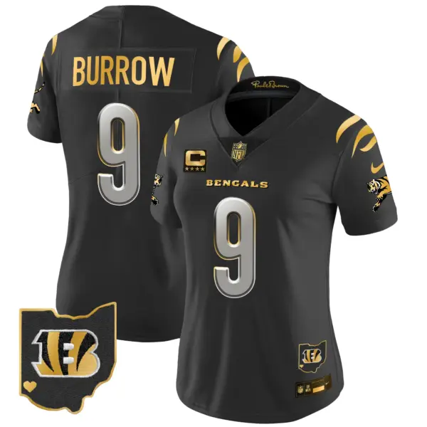 Womens Cincinnati Bengals 2024 Gold Vapor Limited Jersey Joe Burrow Jersey Black Limited