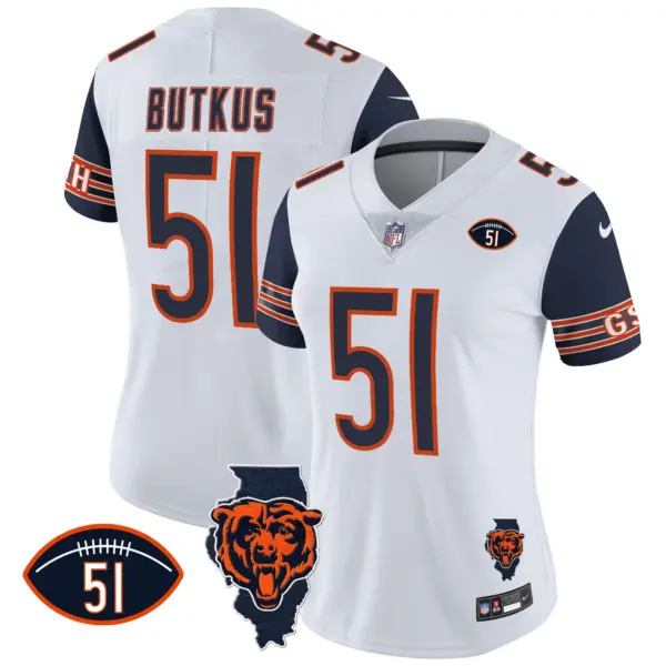 Womens Chicago Bears Illinois Patch Vapor Jersey Dick Butkus Jersey Navy Sleeves