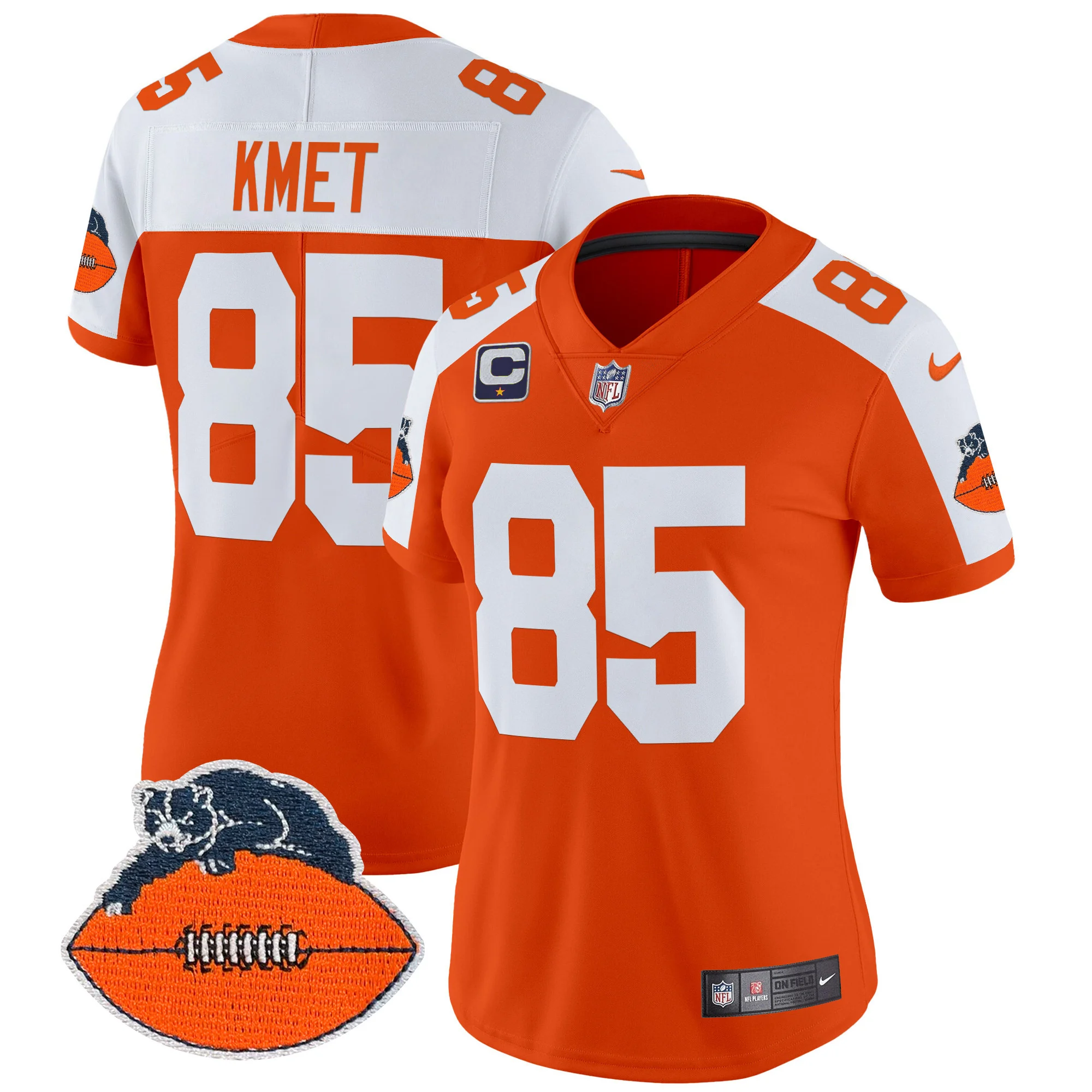 Womens Chicago Bears Throwback Vapor Limited Jersey Cole Kmet Jersey Orange Alternate