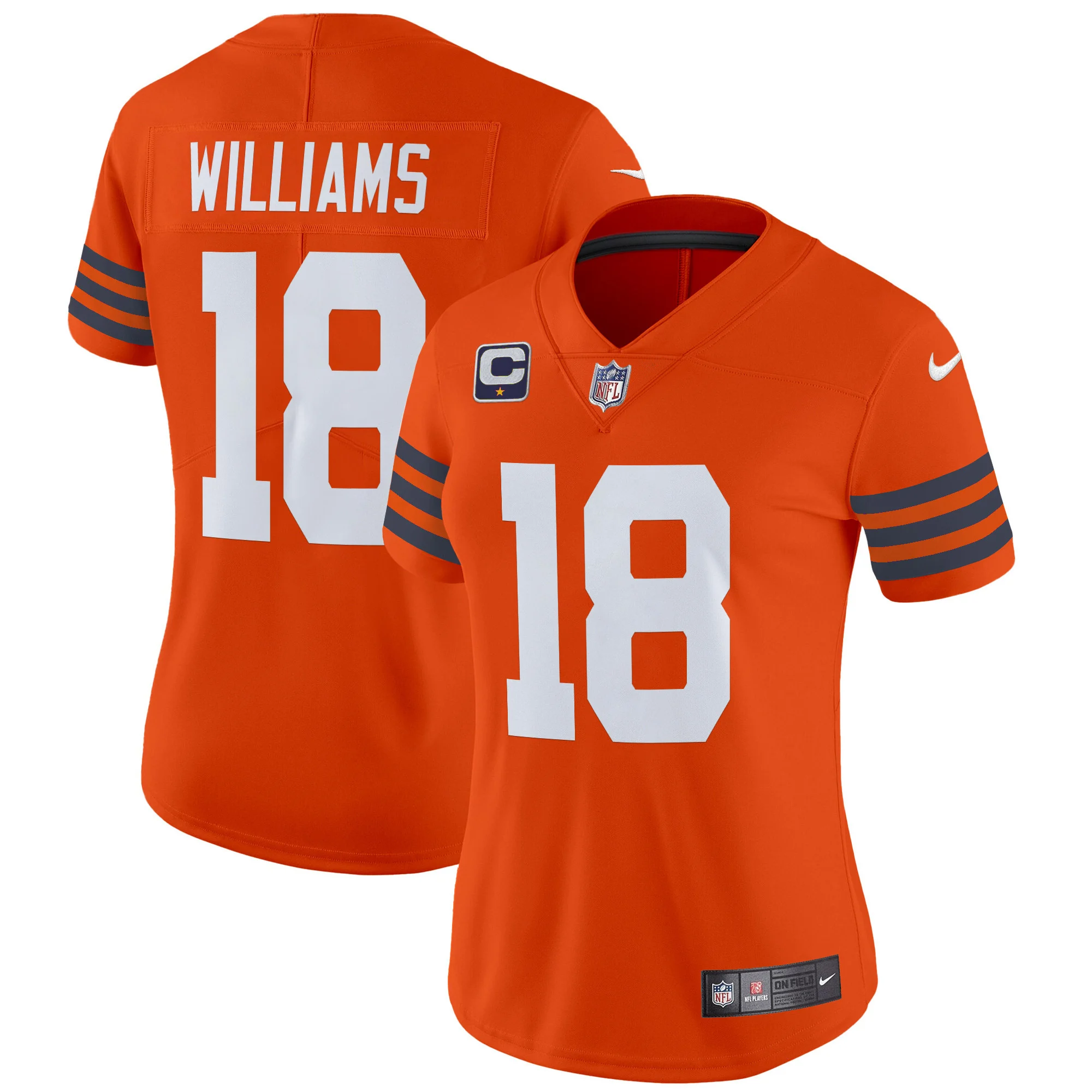 Womens Chicago Bears Throwback Vapor Limited Jersey Caleb Williams Jersey Orange