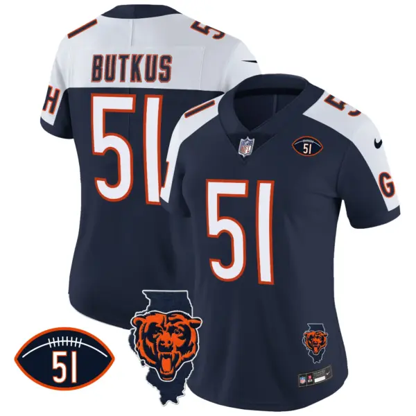 Womens Chicago Bears Illinois Patch Vapor Jersey Dick Butkus Jersey Navy Alternate