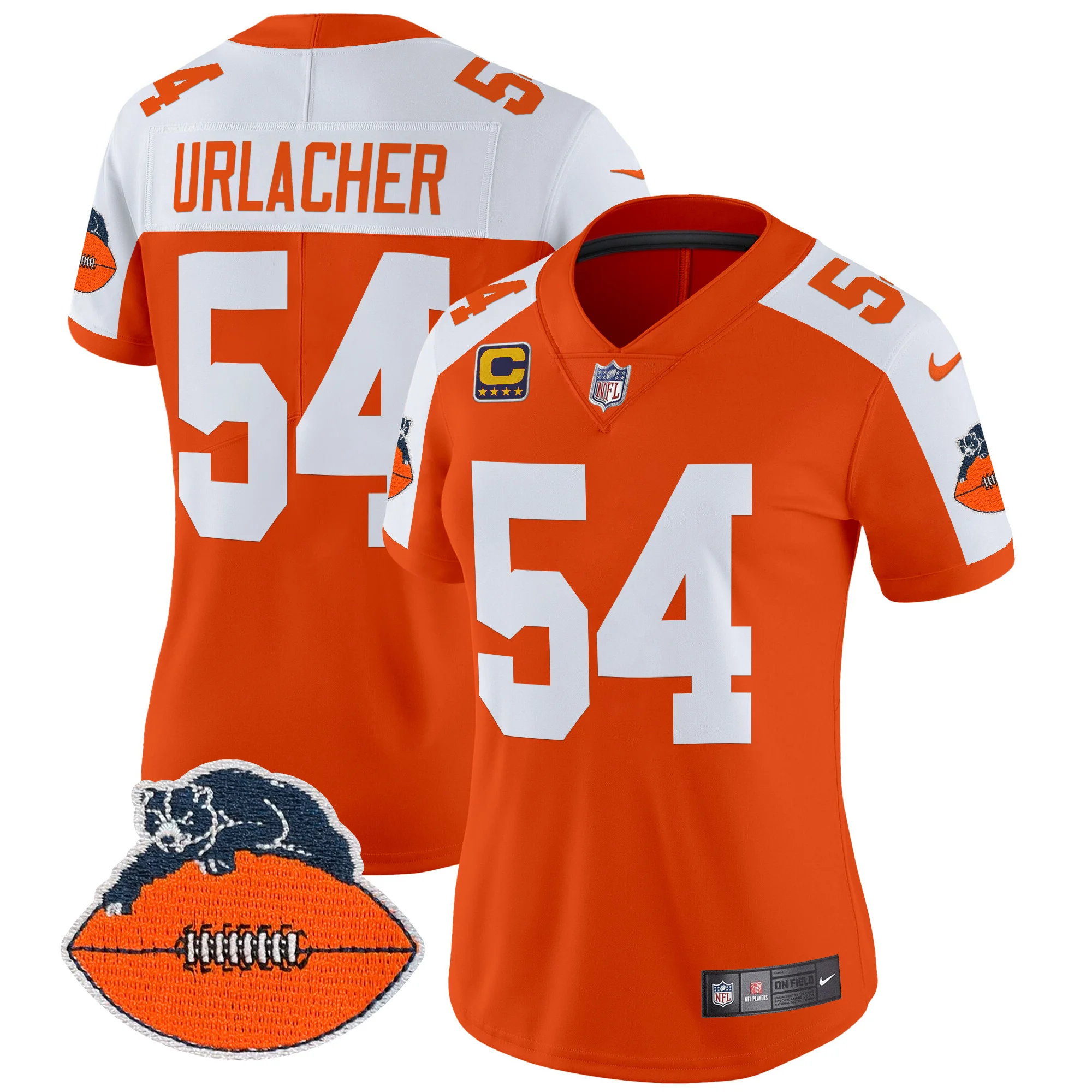 Womens Chicago Bears Throwback Vapor Limited Jersey Brian Urlacher Jersey Orange Alternate