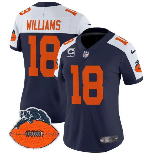 Womens Chicago Bears Throwback Vapor Limited Jersey Caleb Williams Jersey Navy Alternate
