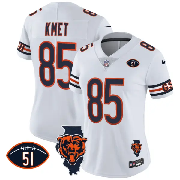Womens Chicago Bears Illinois Patch Vapor Jersey Cole Kmet Jersey White