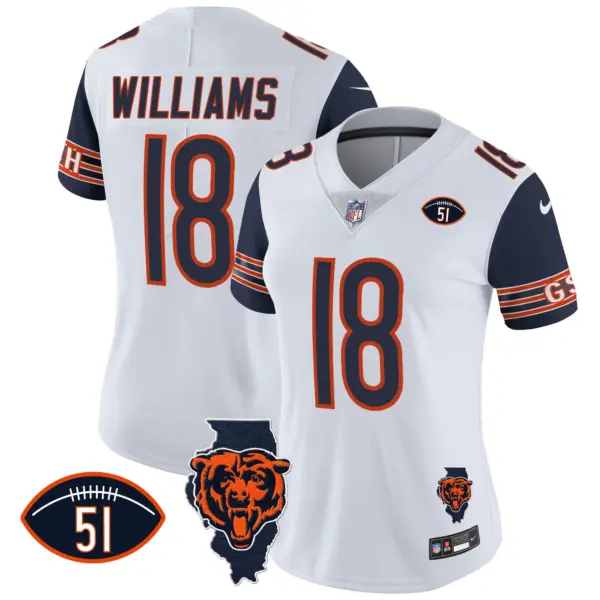 Womens Chicago Bears Illinois Patch Vapor Jersey Caleb Williams Jersey Navy Sleeves
