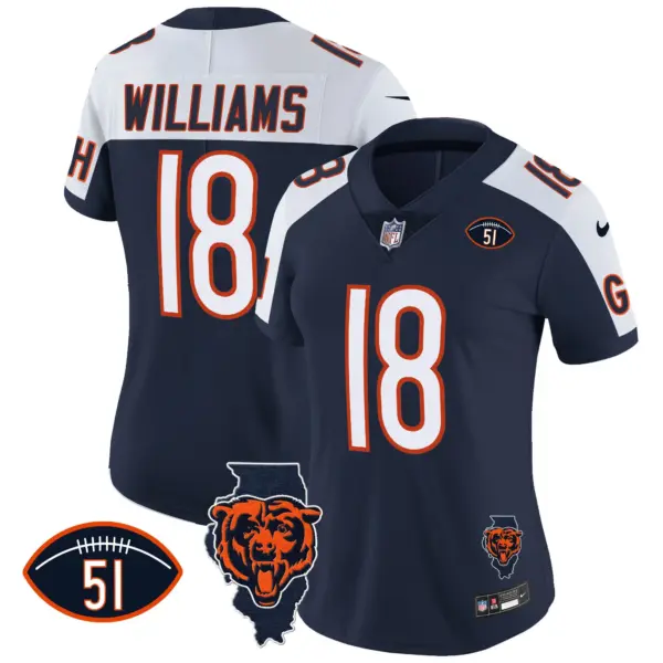 Womens Chicago Bears Illinois Patch Vapor Jersey Caleb Williams Jersey Navy Alternate