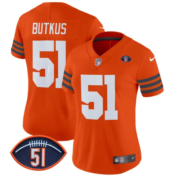 Womens Chicago Bears Dick Butkus Patch Throwback Vapor Limited Jersey Dick Butkus Jersey Orange