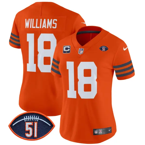 Womens Chicago Bears Dick Butkus Patch Throwback Vapor Limited Jersey Caleb Williams Jersey Orange