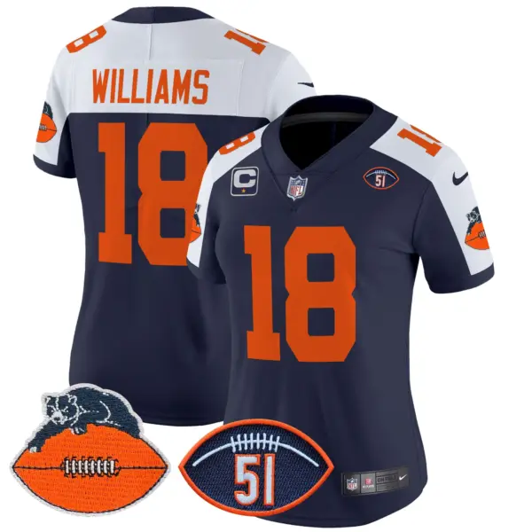 Womens Chicago Bears Dick Butkus Patch Throwback Vapor Limited Jersey Caleb Williams Jersey Navy Alternate