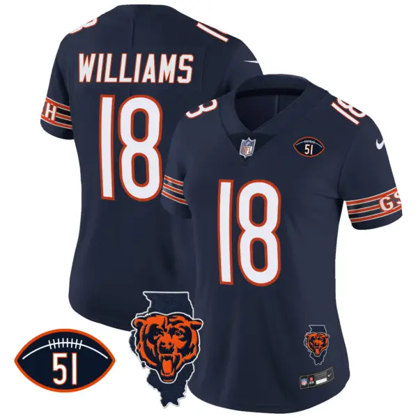 Womens Chicago Bears Illinois Patch Vapor Jersey Caleb Williams Jersey Navy