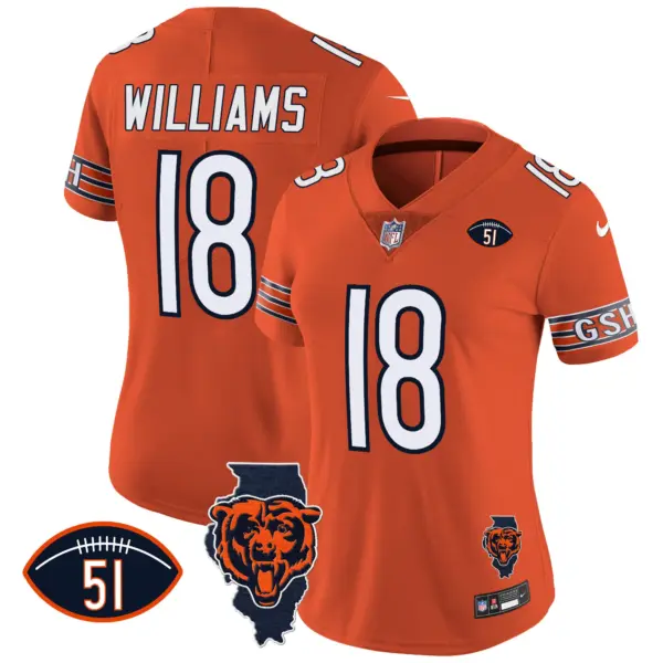 Womens Chicago Bears Illinois Patch Vapor Jersey Caleb Williams Jersey Orange