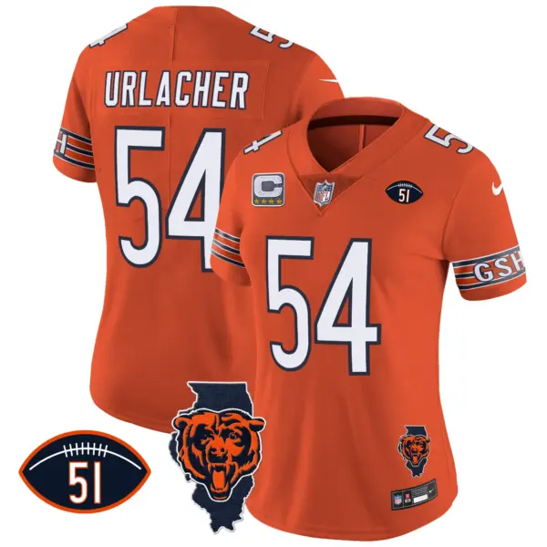 Womens Chicago Bears Illinois Patch Vapor Jersey Brian Urlacher Jersey Orange