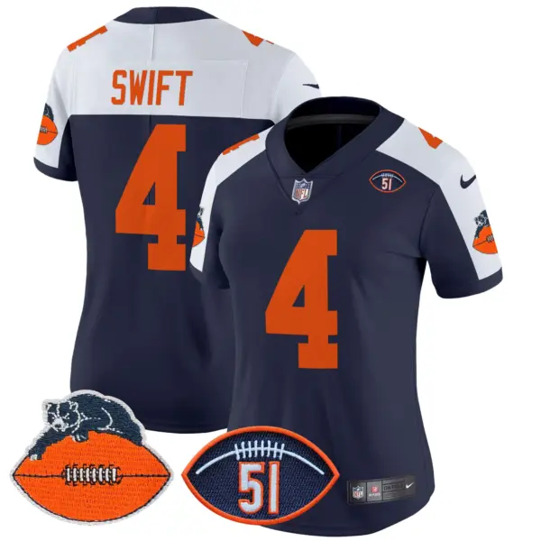 Womens Chicago Bears Dick Butkus Patch Throwback Vapor Limited Jersey D’andre Swift Jersey Navy Alternate