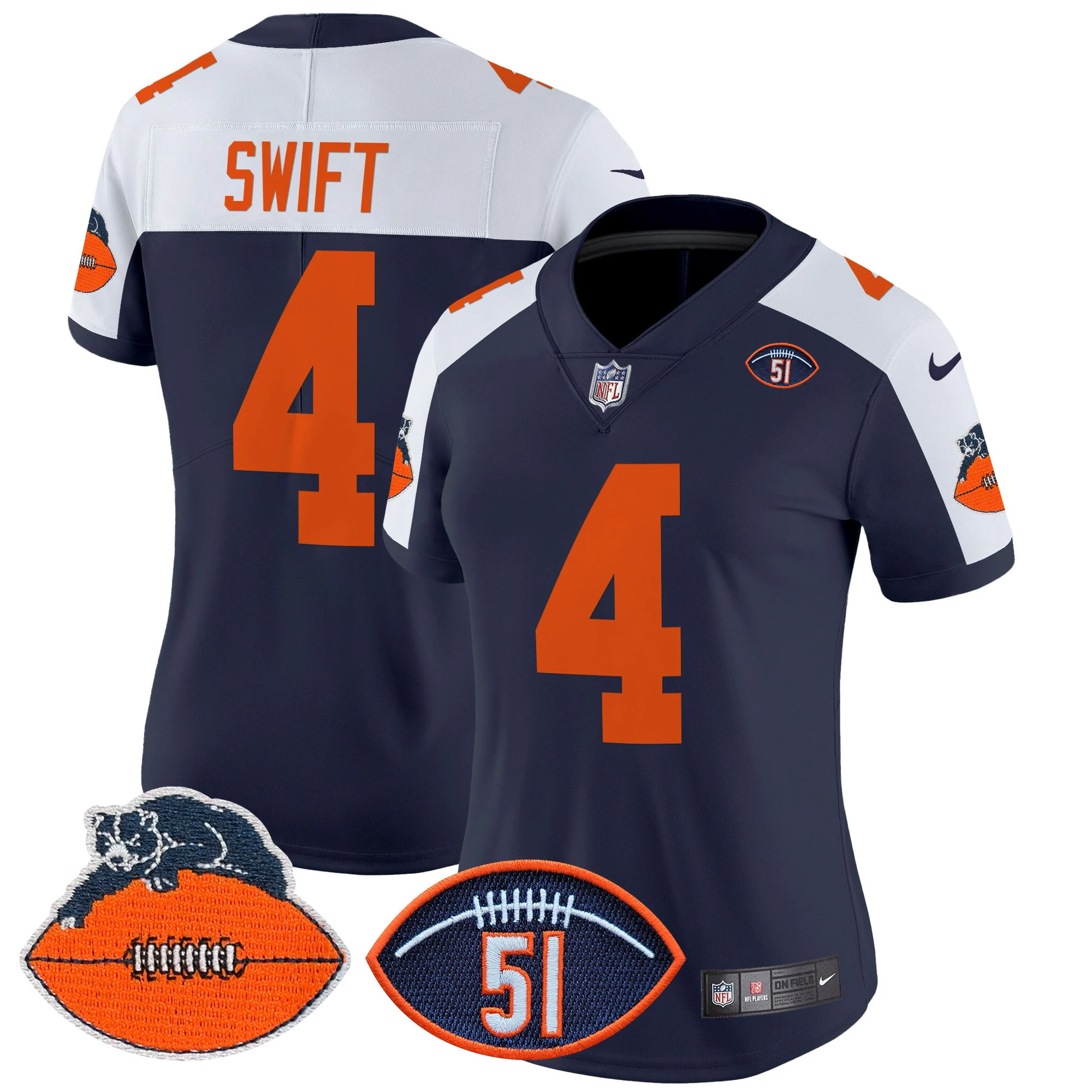 Womens Chicago Bears Dick Butkus Patch Throwback Vapor Limited Jersey D’andre Swift Jersey Navy Alternate