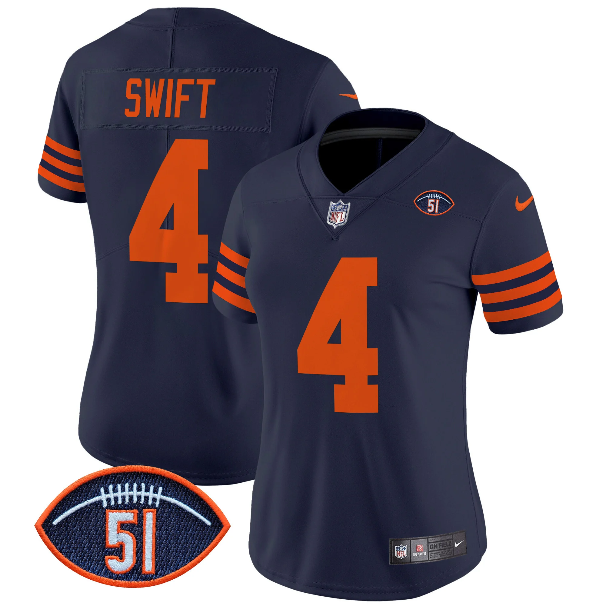 Womens Chicago Bears Dick Butkus Patch Throwback Vapor Limited Jersey D’andre Swift Jersey Navy