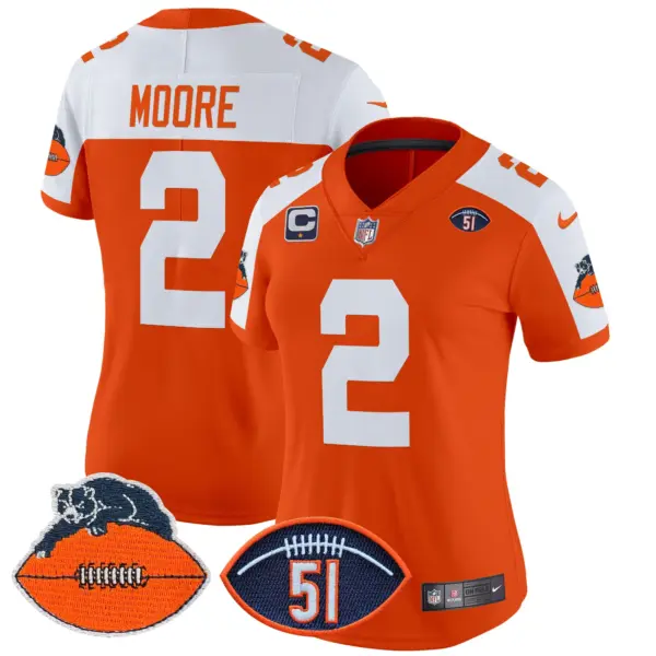 Womens Chicago Bears Dick Butkus Patch Throwback Vapor Limited Jersey DJ Moore Jersey Orange Alternate