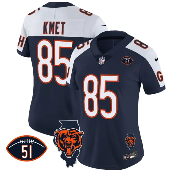 Womens Chicago Bears Illinois Patch Vapor Jersey Cole Kmet Jersey Navy Alternate