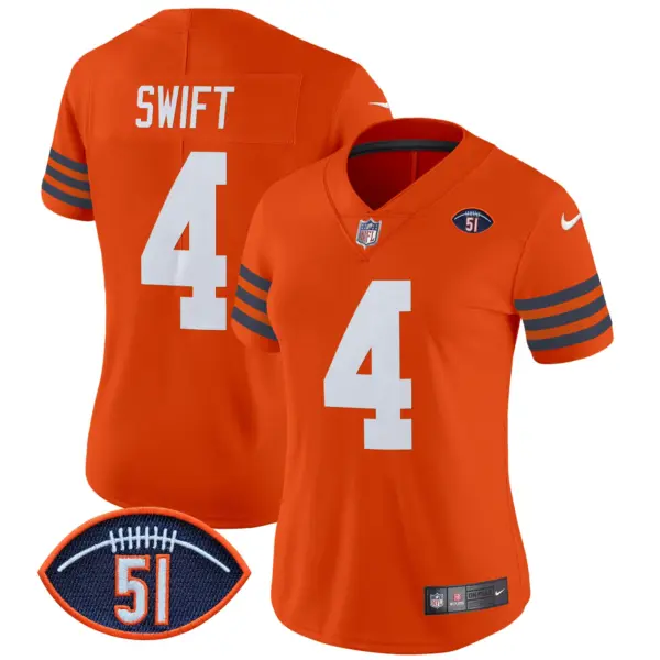 Womens Chicago Bears Dick Butkus Patch Throwback Vapor Limited Jersey D’andre Swift Jersey Orange
