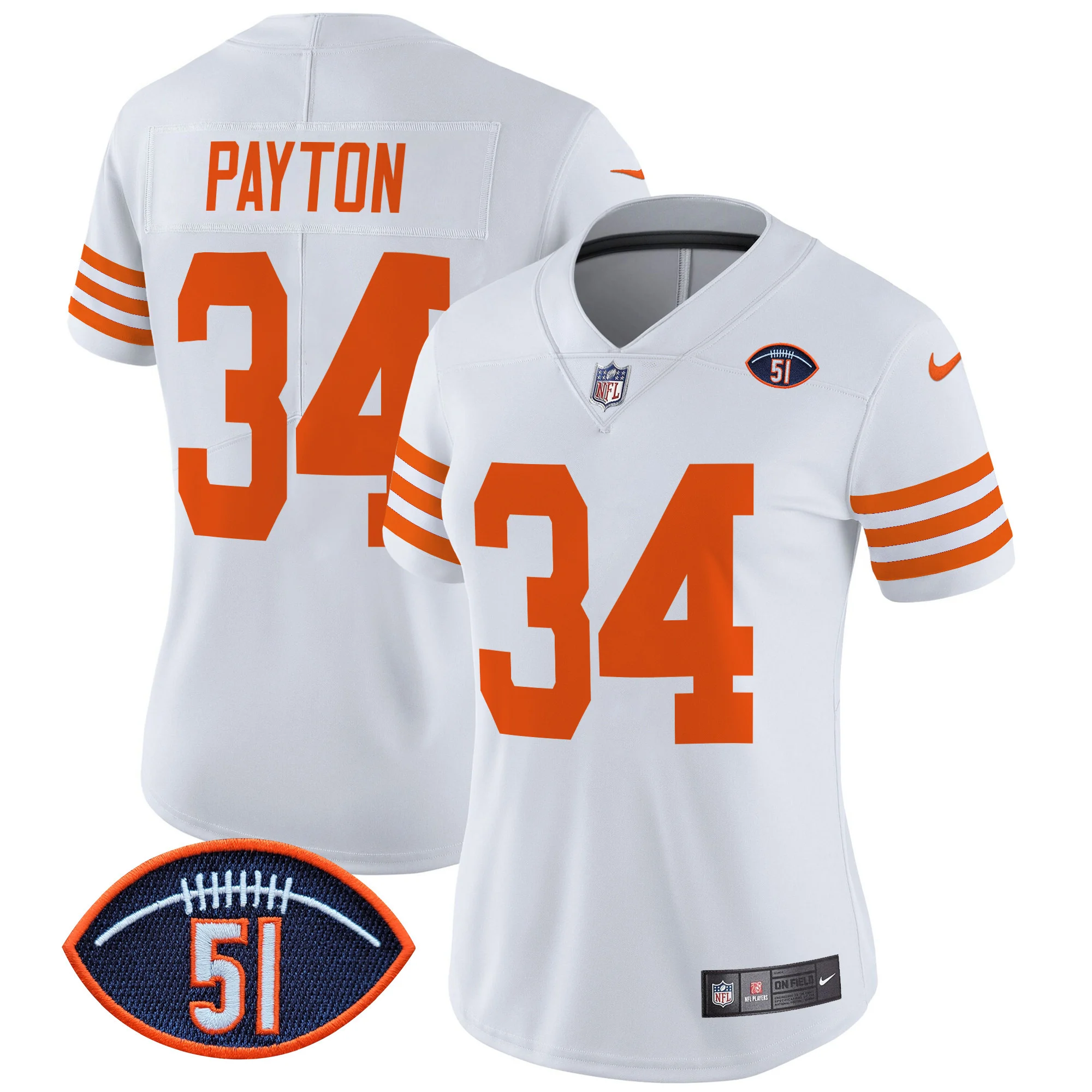 Womens Chicago Bears Dick Butkus Patch Throwback Vapor Limited Jersey Walter Payton Jersey White