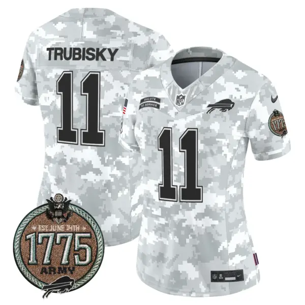 Womens Buffalo Bills 2024 Salute To Service Establishment Year Patch Vapor Limited Jersey Mitchell Trubisky Jersey Army