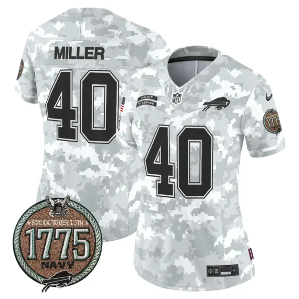 Womens Buffalo Bills 2024 Salute To Service Establishment Year Patch Vapor Limited Jersey Von Miller Jersey Navy