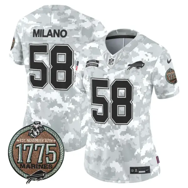 Womens Buffalo Bills 2024 Salute To Service Establishment Year Patch Vapor Limited Jersey Matt Milano Jersey Marines
