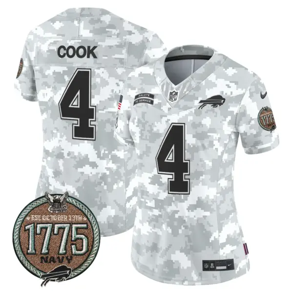 Womens Buffalo Bills 2024 Salute To Service Establishment Year Patch Vapor Limited Jersey James Cook Jersey Navy