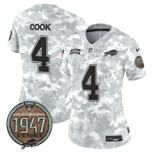 Womens Buffalo Bills 2024 Salute To Service Establishment Year Patch Vapor Limited Jersey James Cook Jersey Air Force