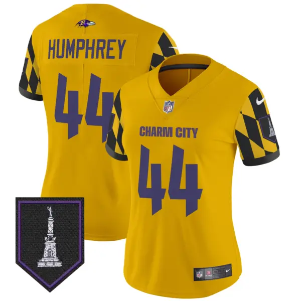 Womens Baltimore Ravens City Edition Patch Vapor Limited Jersey Marlon Humphrey Jersey Gold