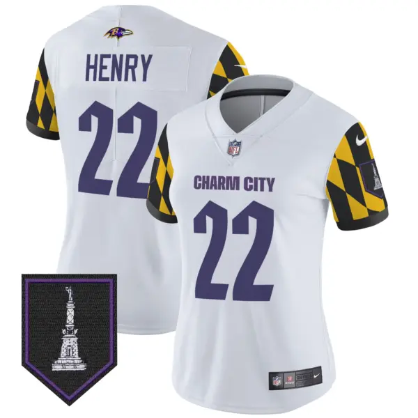Womens Baltimore Ravens City Edition Patch Vapor Limited Jersey Derrick Henry Jersey White