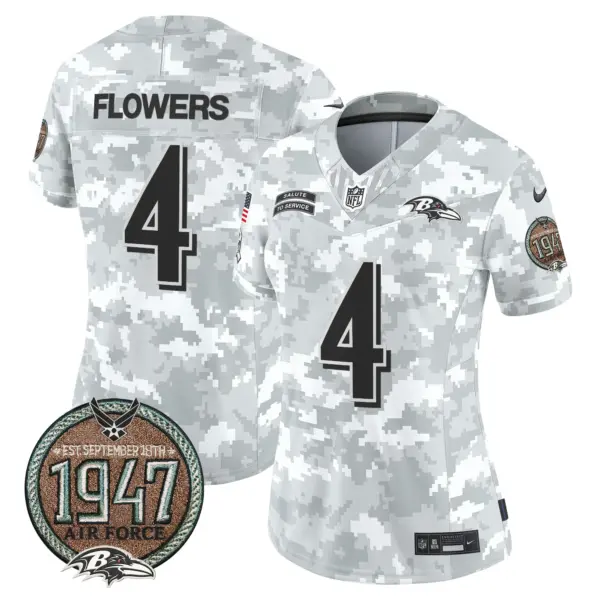 Womens Baltimore Ravens 2024 Salute To Service Establishment Year Patch Vapor Limited Jersey Zay Flowers Jersey Air Force