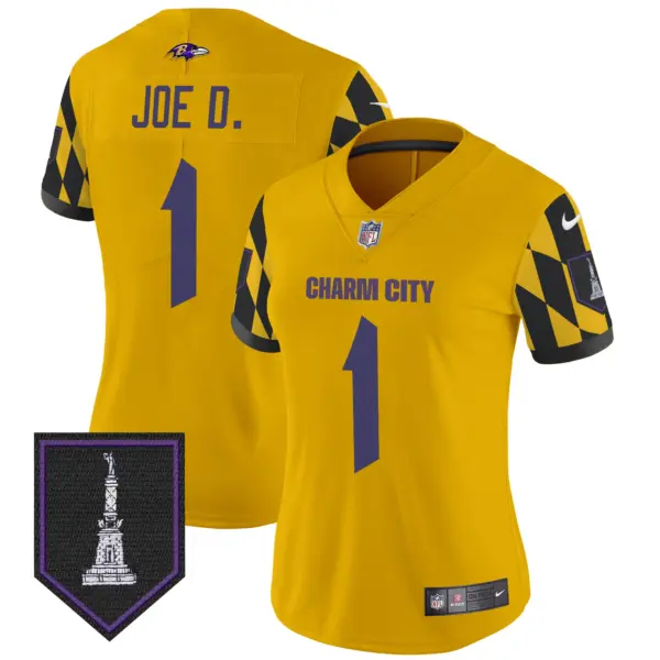 Womens Baltimore Ravens City Edition Patch Vapor Limited Jersey Joe D Jersey Gold