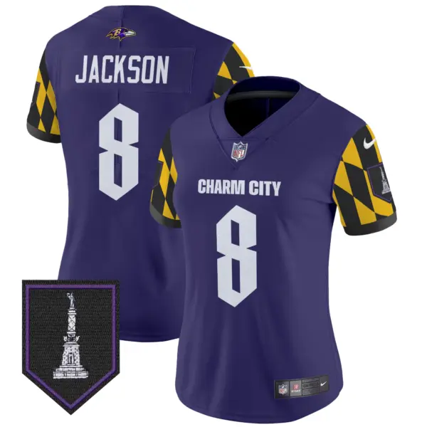 Womens Baltimore Ravens City Edition Patch Vapor Limited Jersey Lamar Jackson Jersey Purple